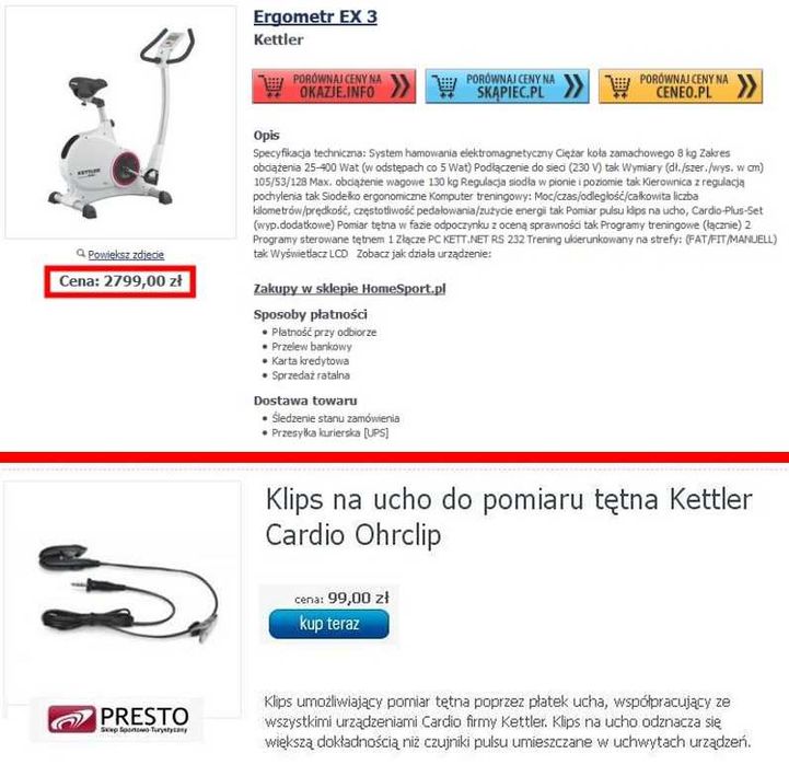 ROWER elektr.-magnet. KETTLER EX3 ! Sklep 2800 zł !