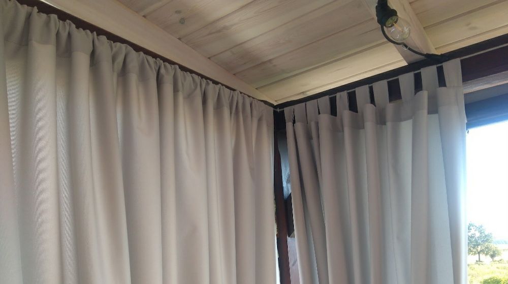 Zasłony tarasowe, zewnętrzne, ogrodowe.