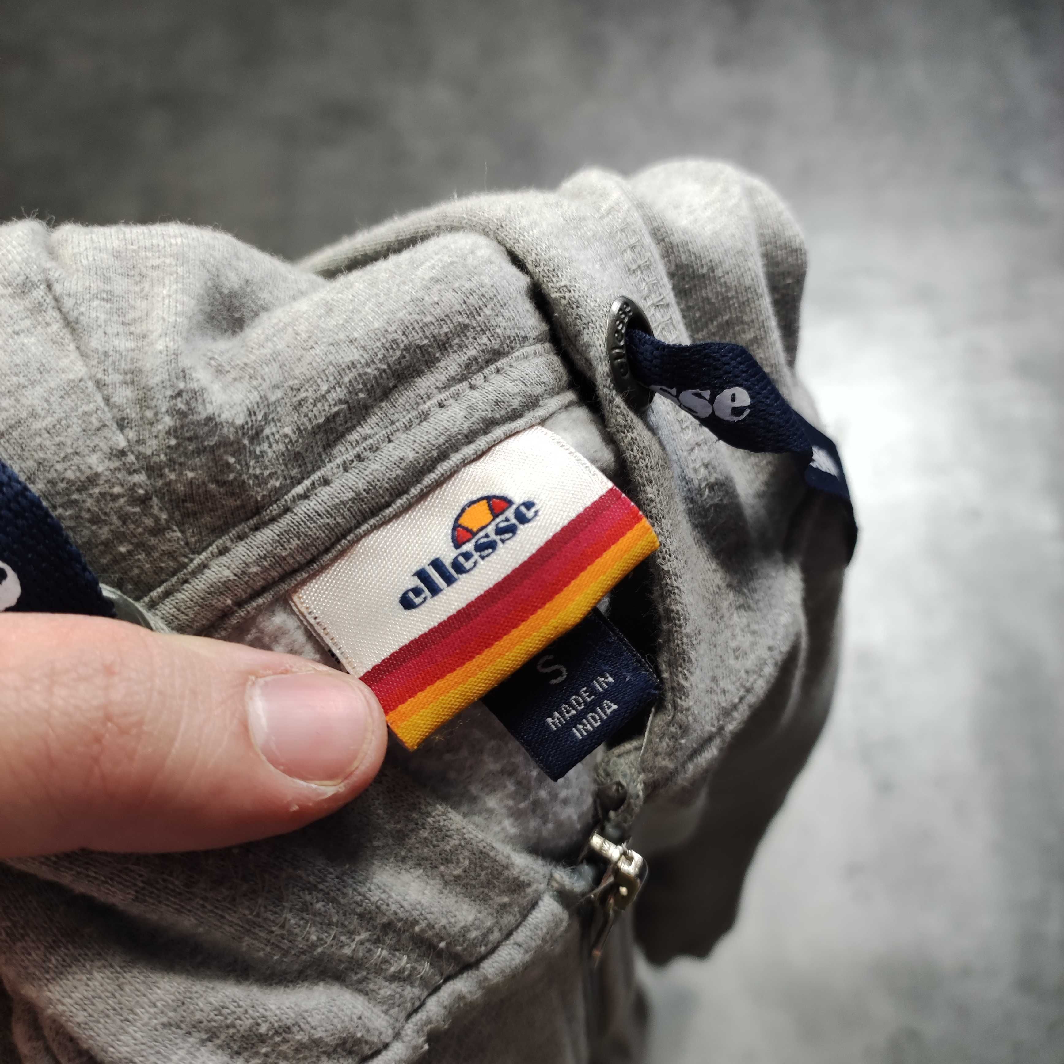 MĘSKA Bluza z Kapturem Bawełna Hoodie Suwak Szara Ellesse Logo