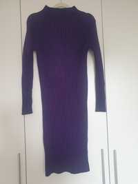Nowa fioletowa damska sukienka midi 38 M butik w paski hit wyprzedaż g