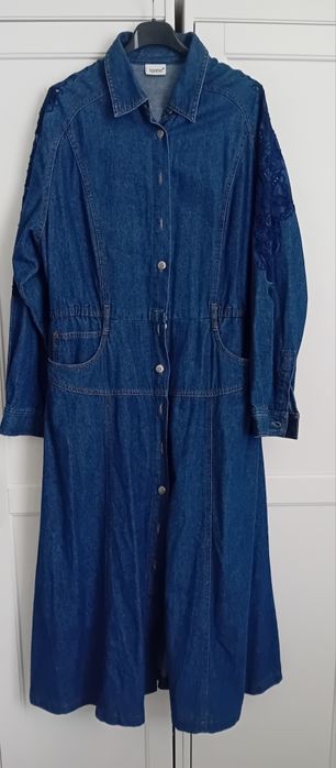 Sukienka jeansowa koronka rękaw