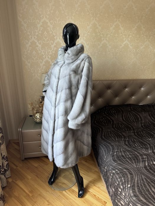 22.12 Київ примірки! Норкова шуба 110 см, 50-54, сіра, діагональ