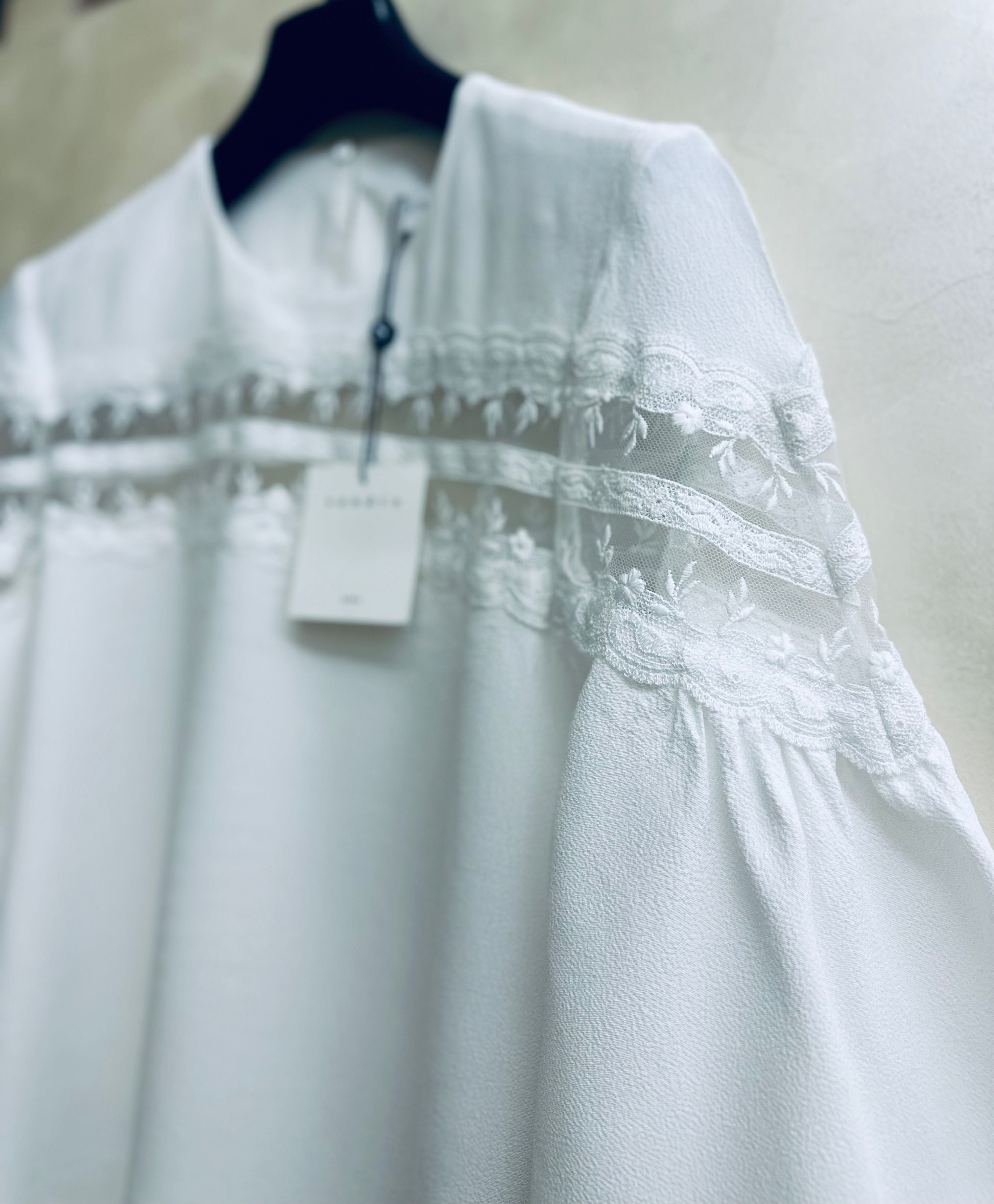 Блуза біла SANDRO оригінал з мереживом віскозна блузка белая летняя XS