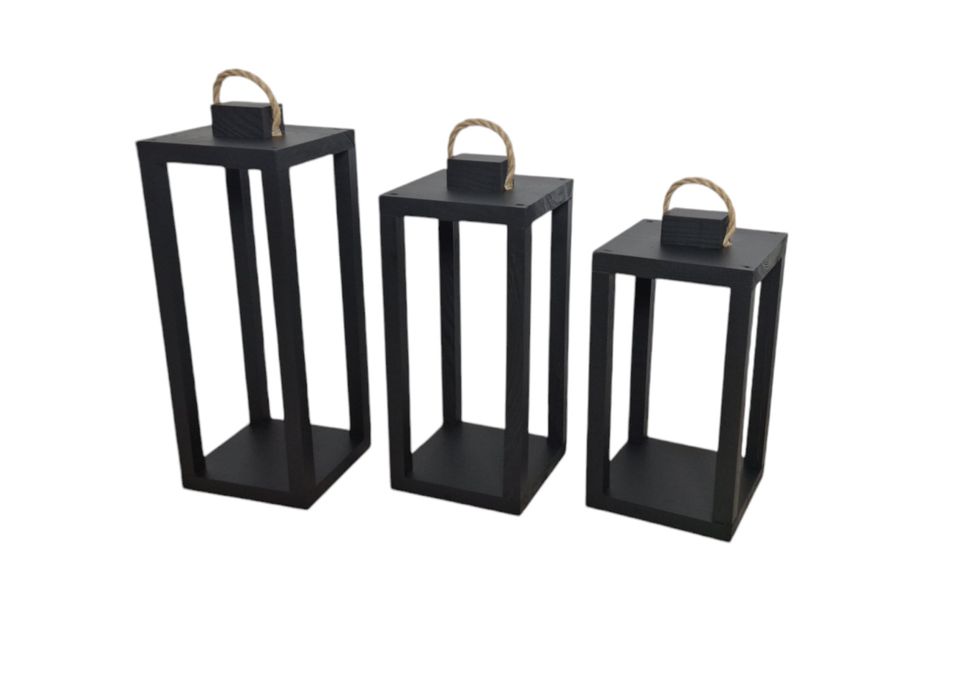 Lampiony drewniane komplet 3 szt czarne