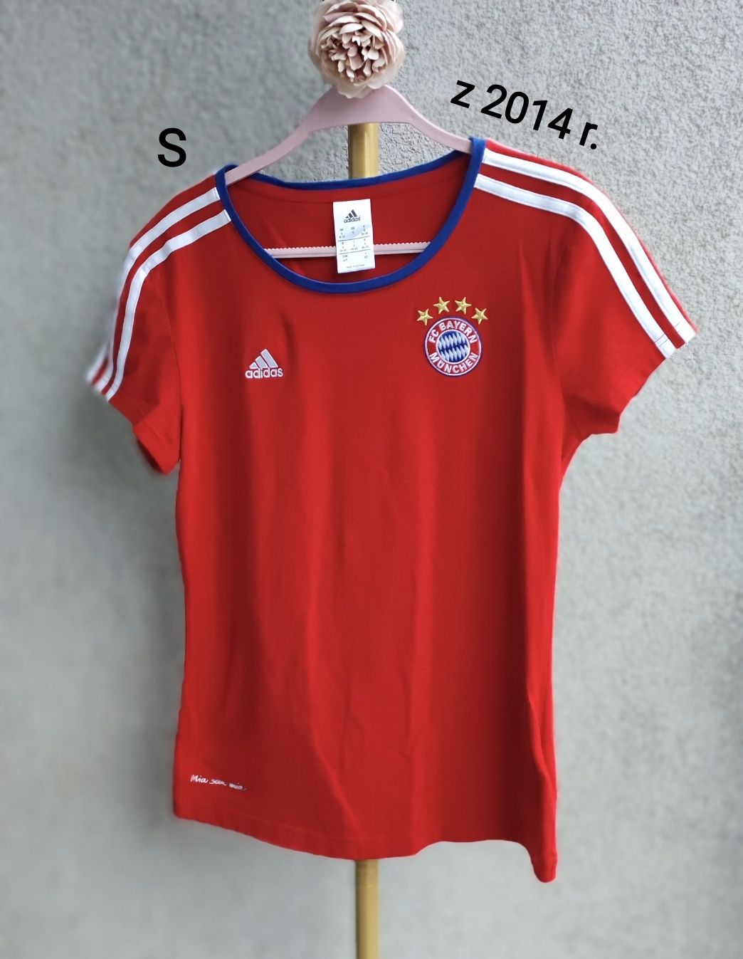 Adidas S 36 FC Bayern München czerwona t-shirt koszulka vintage biust