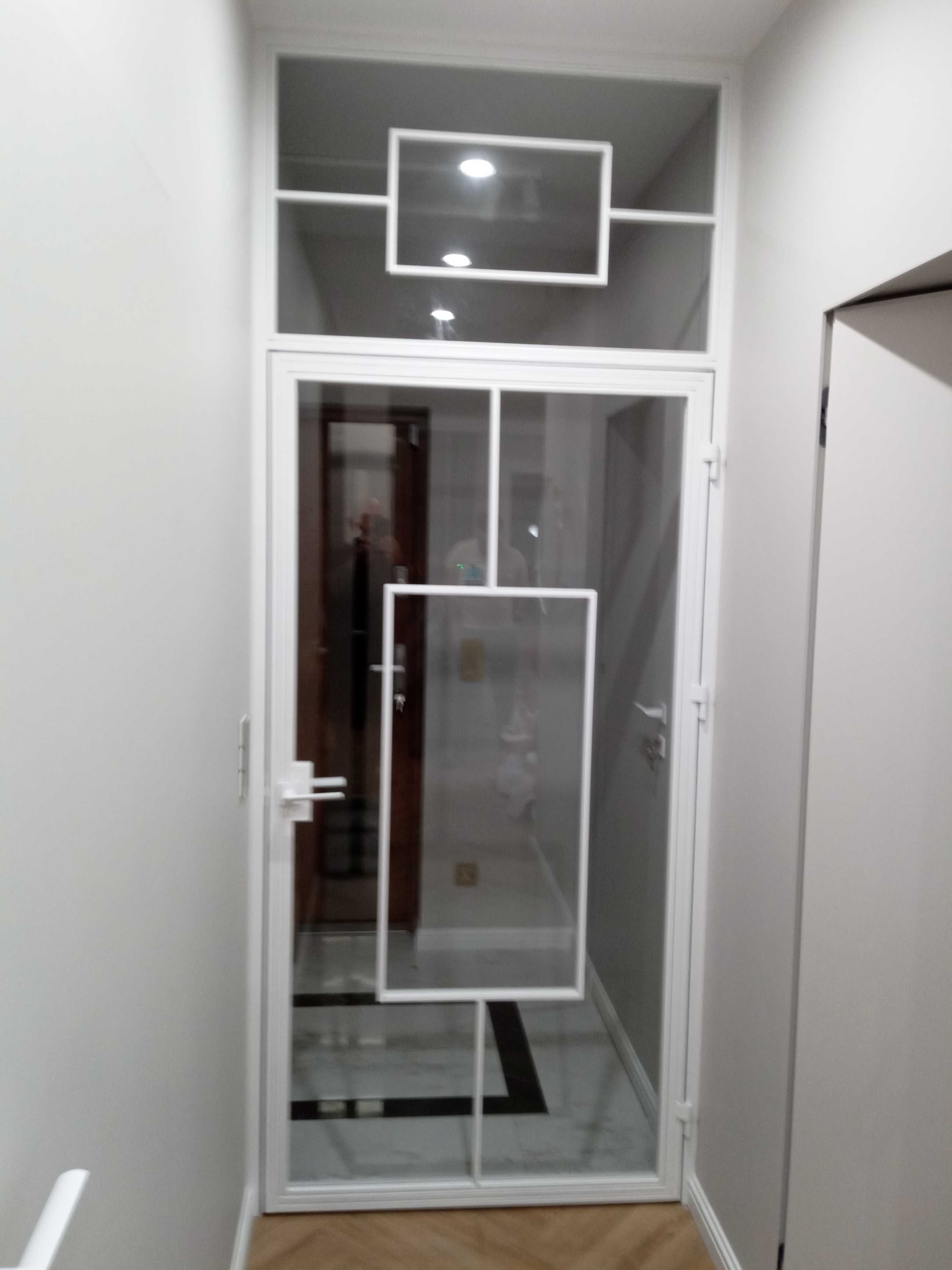 Ścianka loft, drzwi loft, ściana ze szkła, zabudowy loftowe