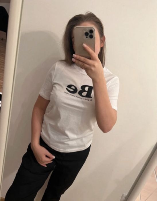 T-shirt damski bialo czarny nowy M metka