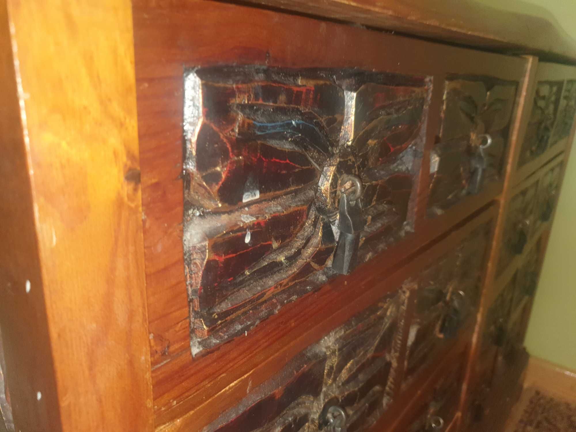 Komoda z litego drewna - 8 szuflad z lat 50-tych