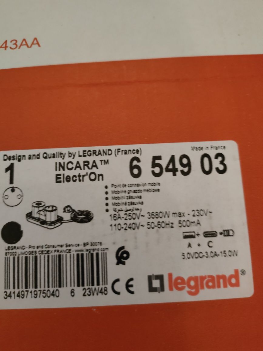 Gniazdo nablatowe z/u + ładowarka USB A+C Incara Electr'On - czarny