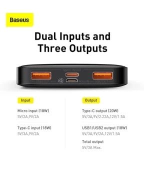Power Bank Baseus Adaman Metal 20000 mAh 22.5W Black павер банк