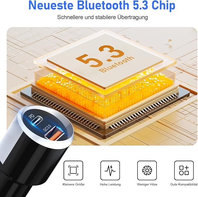 SONRU Transmiter Bluetooth FM 5.0, Car Radio Adapter, 7 LED