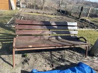 Lawka drewniano metalowa solidna retro prl