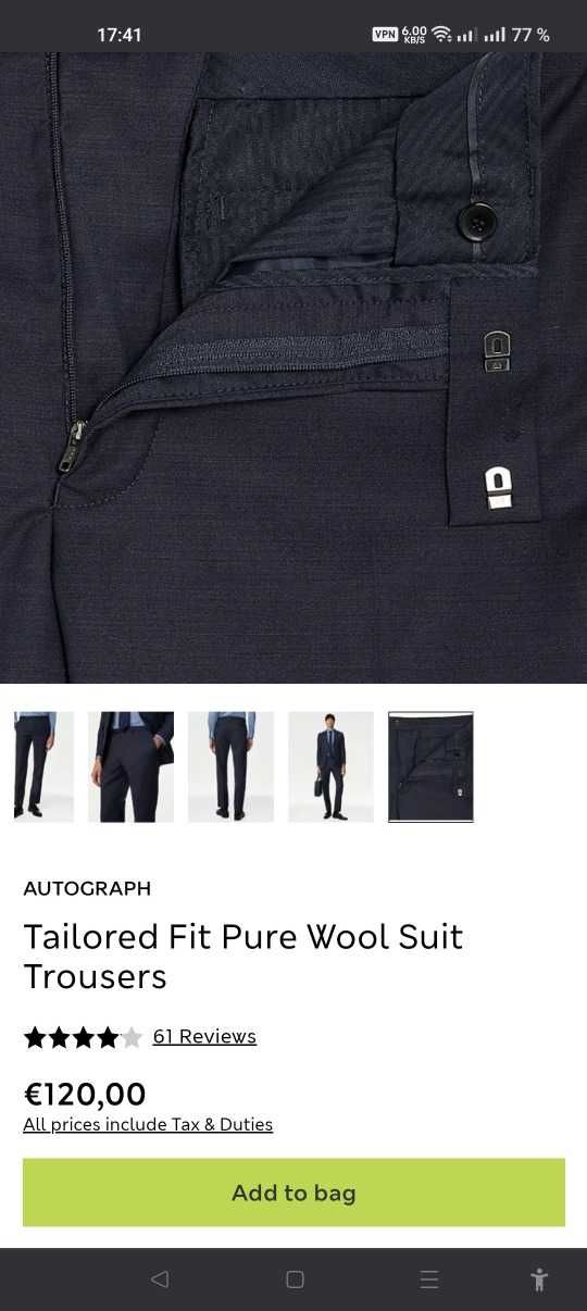 Джинсы брюки Marks&Spencer wool trousers United Kingdom w34 navy.