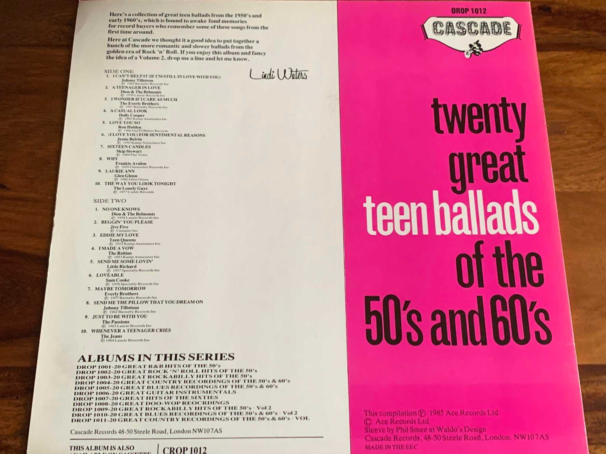 20 Great Teen Ballads Of The 50's and 60's -Winyl 1985r. - stan EXTRA!