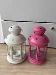 Lampion Ikea biały różowy