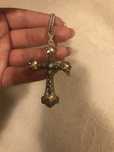 Cruz em ouro e prata com marcassites, vintage