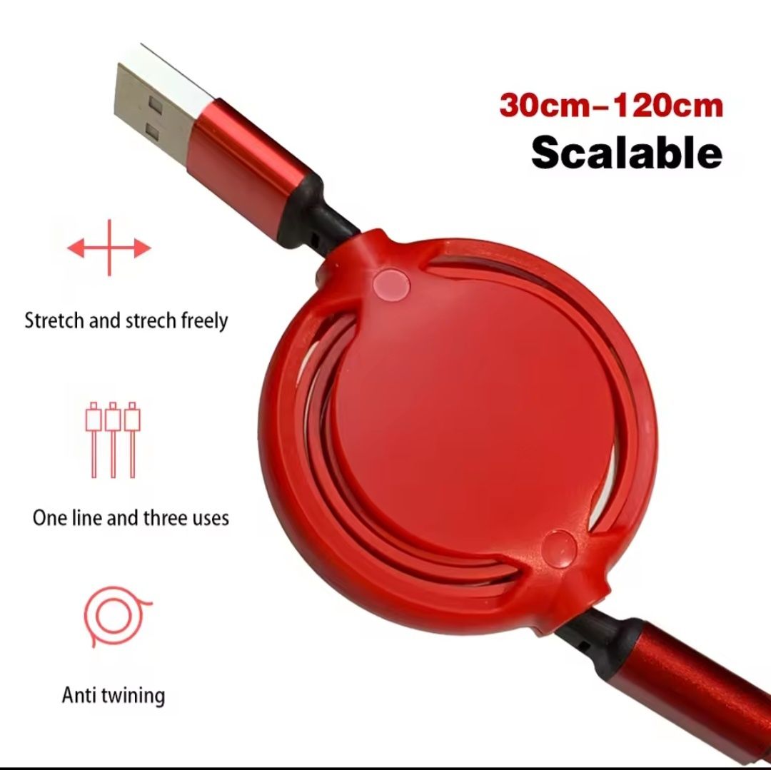 3w1 kabel zwijany do transmisji danych i ładowania USB-A/ C / IPAD