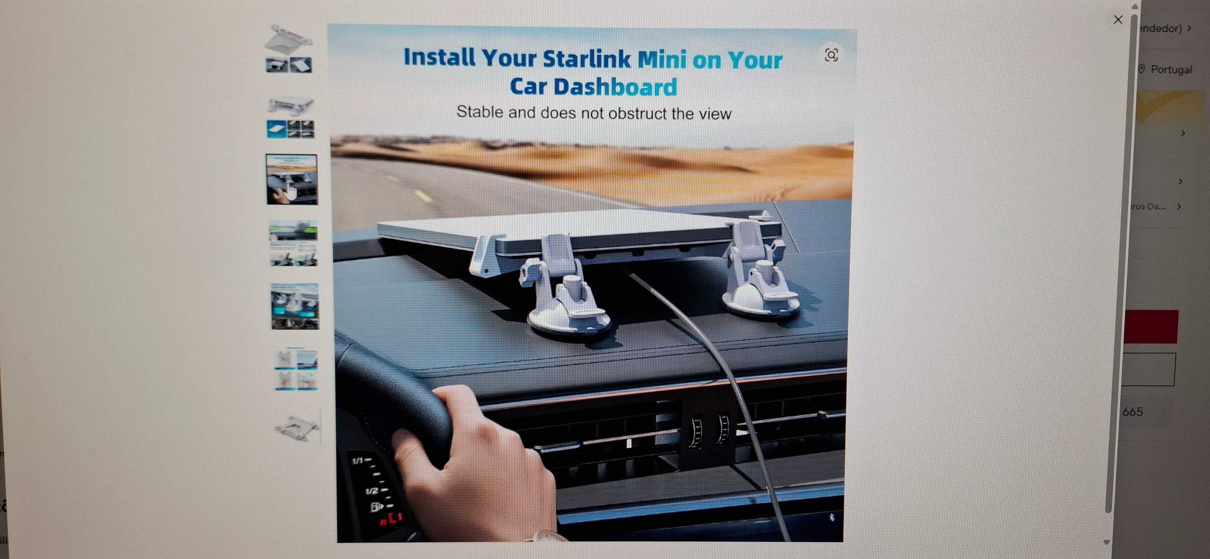 Ventosa para teto solar do carro - Starlink Mini - prato.