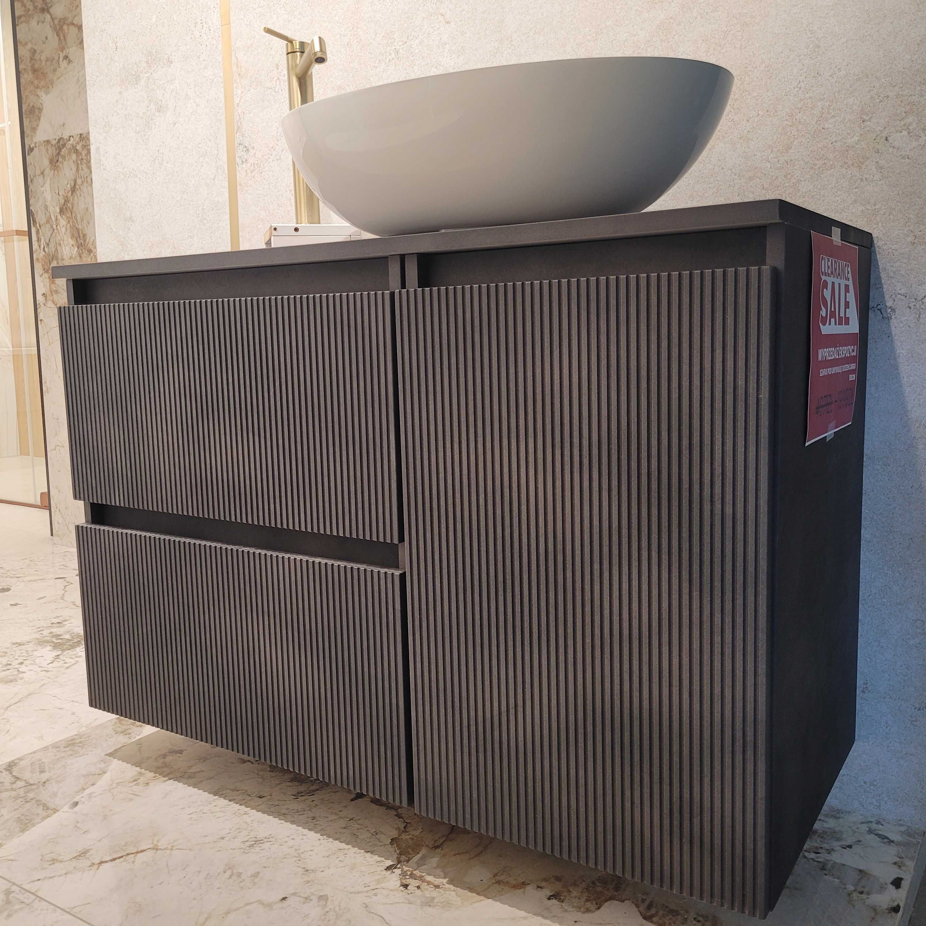 Szafka pod umywalkę 100cm z koszem kargo grafit ryfle Devo