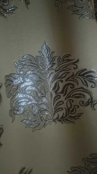 zasłony z metra ORNAMENT srebrny w BEŻU,szer 140 cm elegancki