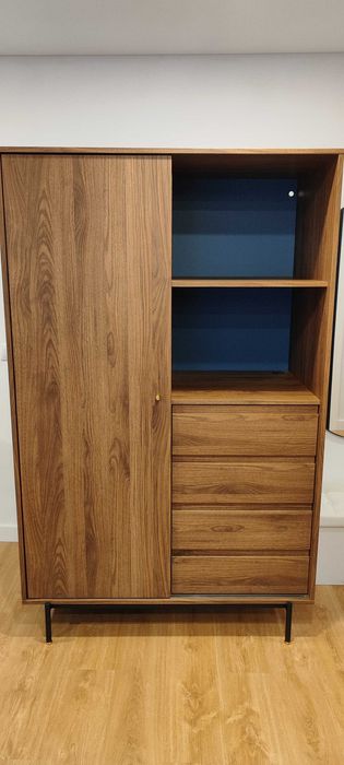 Roupeiro, castanho efeito nogueira, 118x64x190 cm