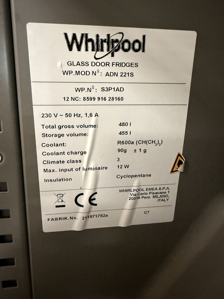 Lodowka chlodziarka Whirlpool ADN221s