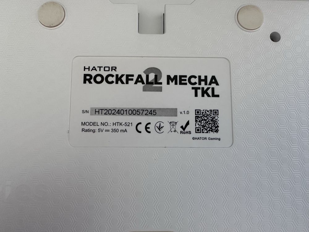Клавиатура белая Hator rockfall 2 mecha tkl