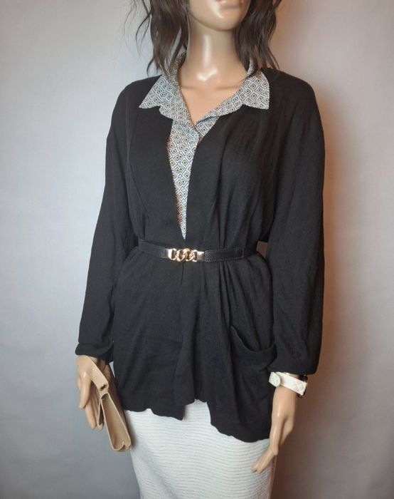 Sweter czarny klasyczny damski kardigan 42 44