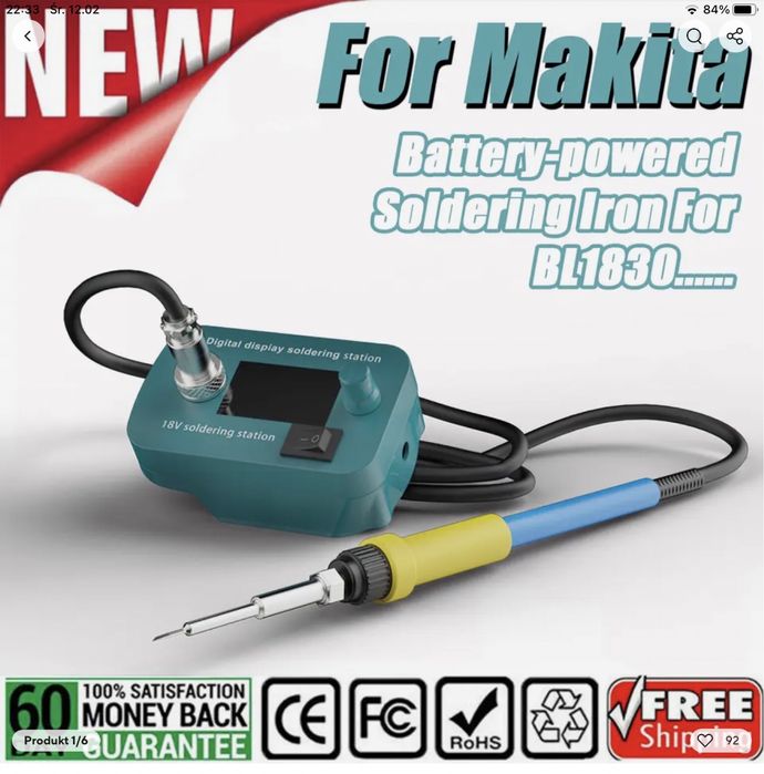 Mobilna bezprzewodowa lutownica na akumulator Makita 18V na groty T12