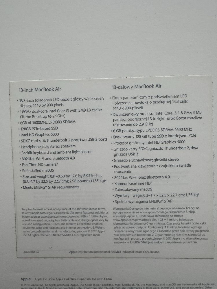 Macbook Air 13 cali stan bdb +case
