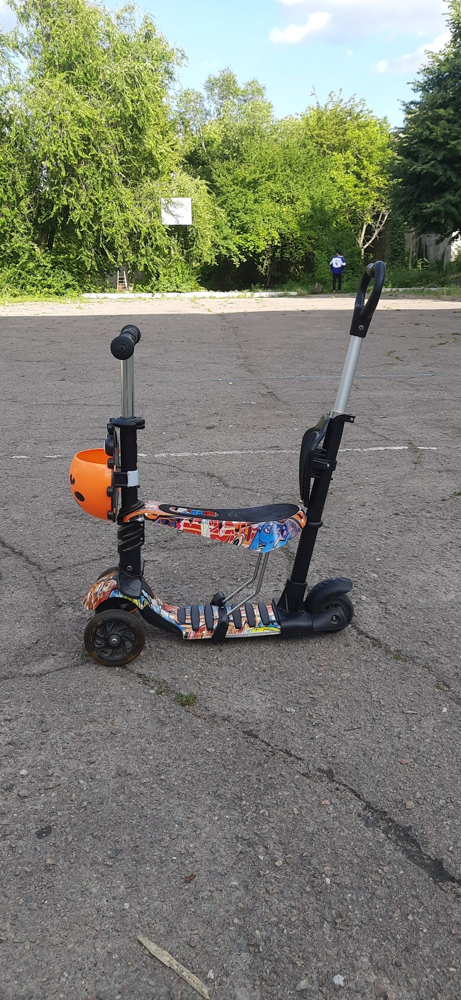 Детский трехколесный самокат Scooter 5 в 1 с родительской ручкой, сиде
