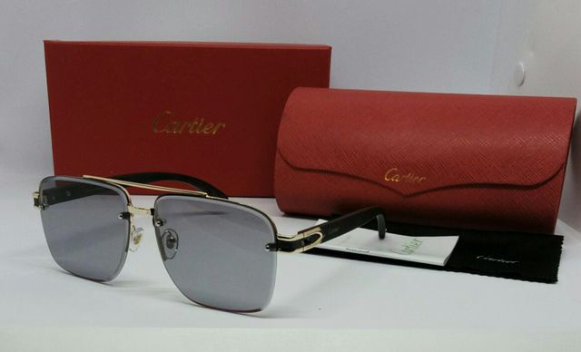 Cartier стильные мужские солнцезащитные очки серые в золотом металле