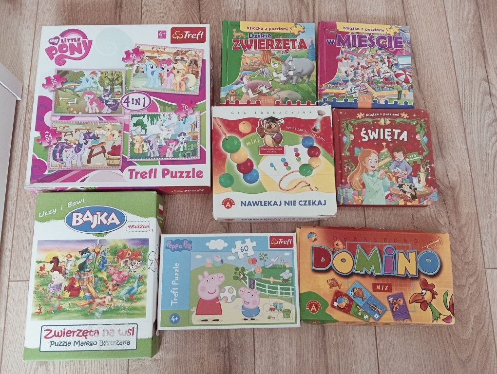 Puzzle, gry, Peppa, Pony, święta, domino, nawlekaj nie czekaj,