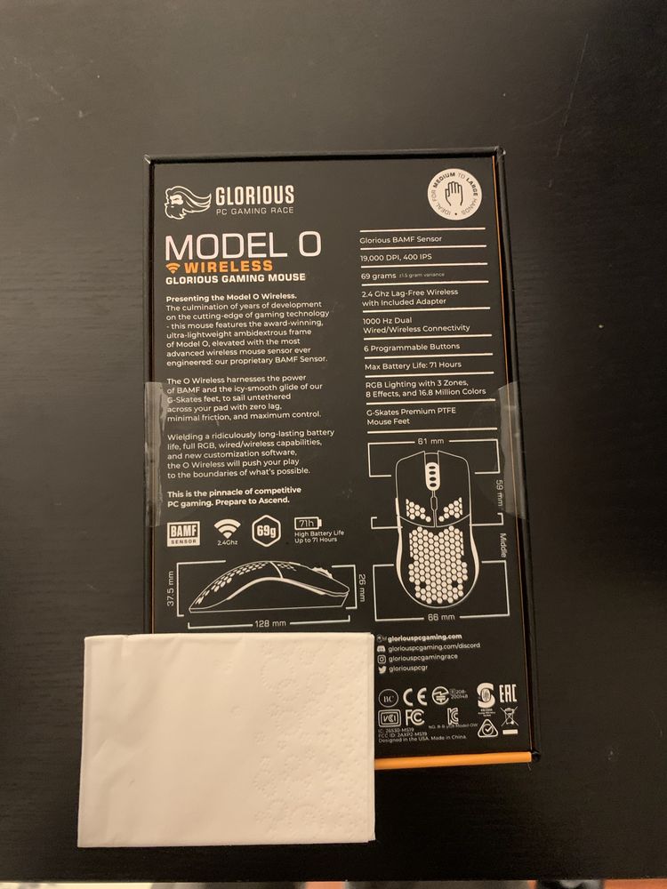 Rato gaming preto glorious model o NOVO (ainda na caixa)