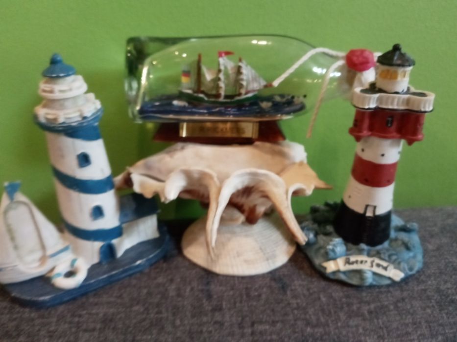 Statek w butelce prl.+ latarnie prl. + gratis muszla