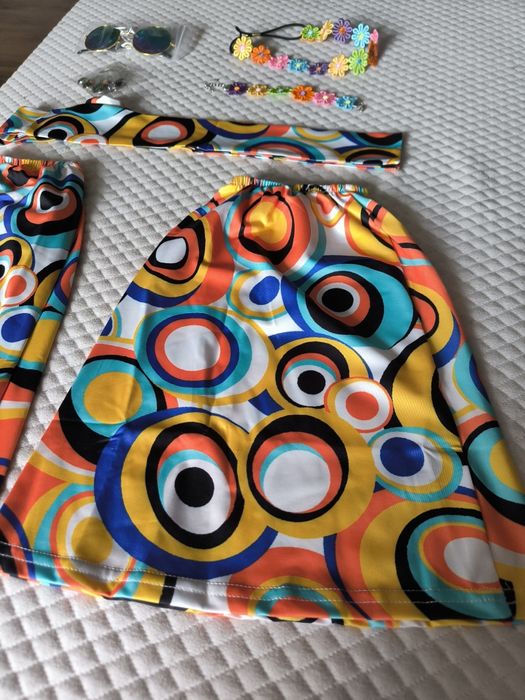 Strój przebranie hipisowski 60 70 damski rękawy nóg akcesoria hallowee