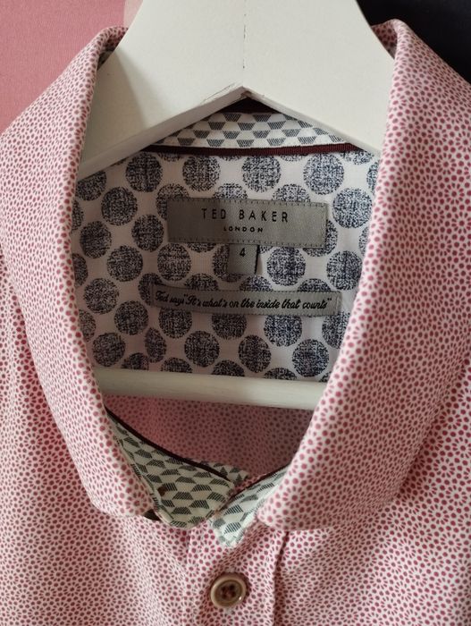 Koszula męska z długim rękawem i kołnierzykiem różowa Ted Baker