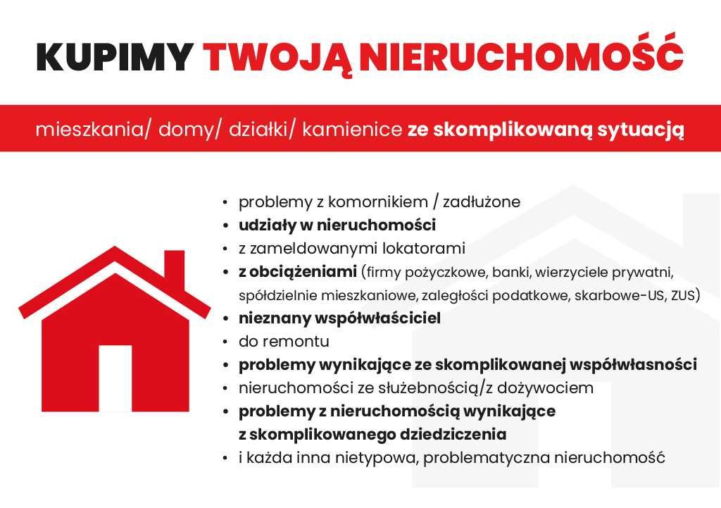 Skup nieruchomości Zadłużone, udziały, do remontu, z problemem. Gotówk