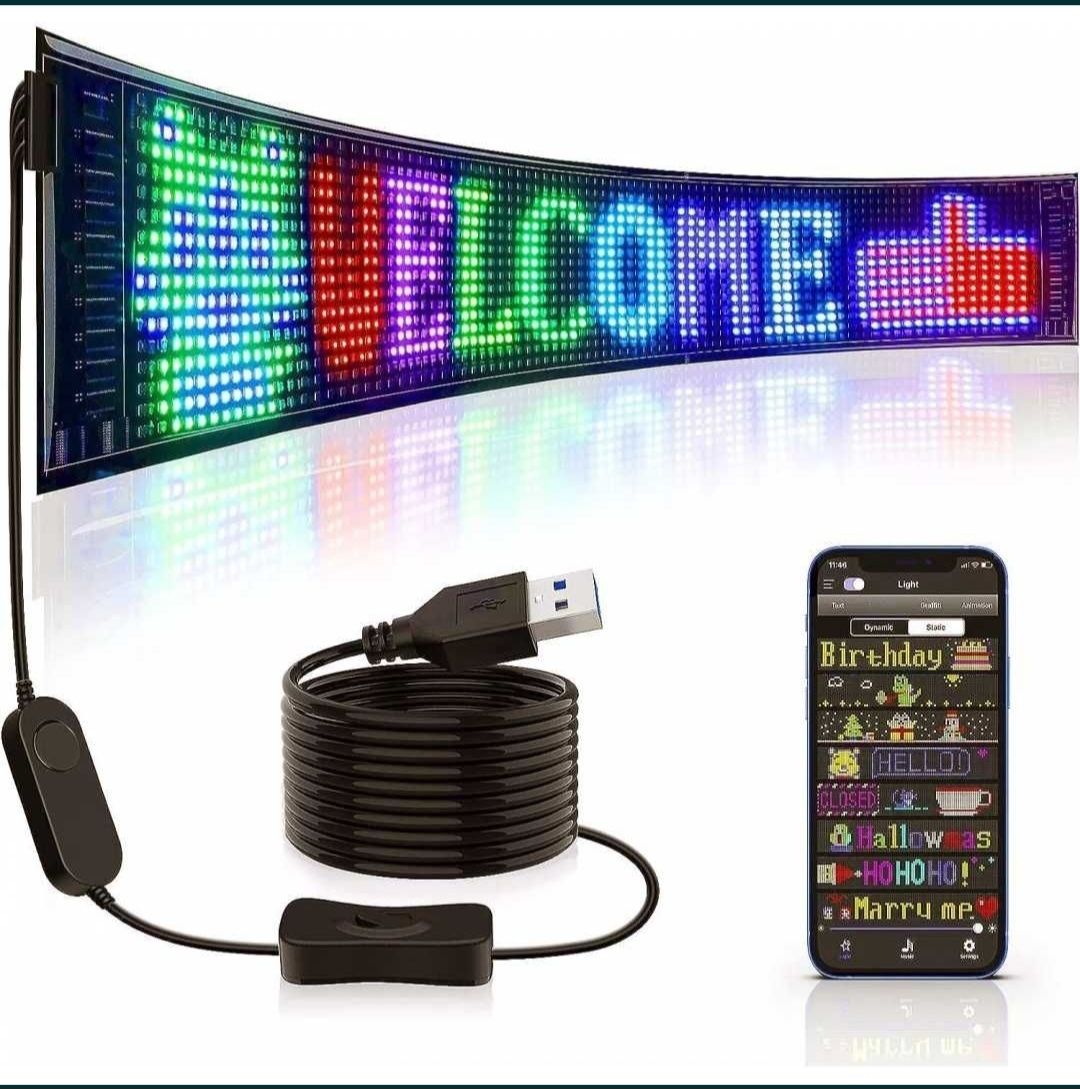 Світлодіодна LED-табличка з Bluetooth-управлінням, пультом і USB.
