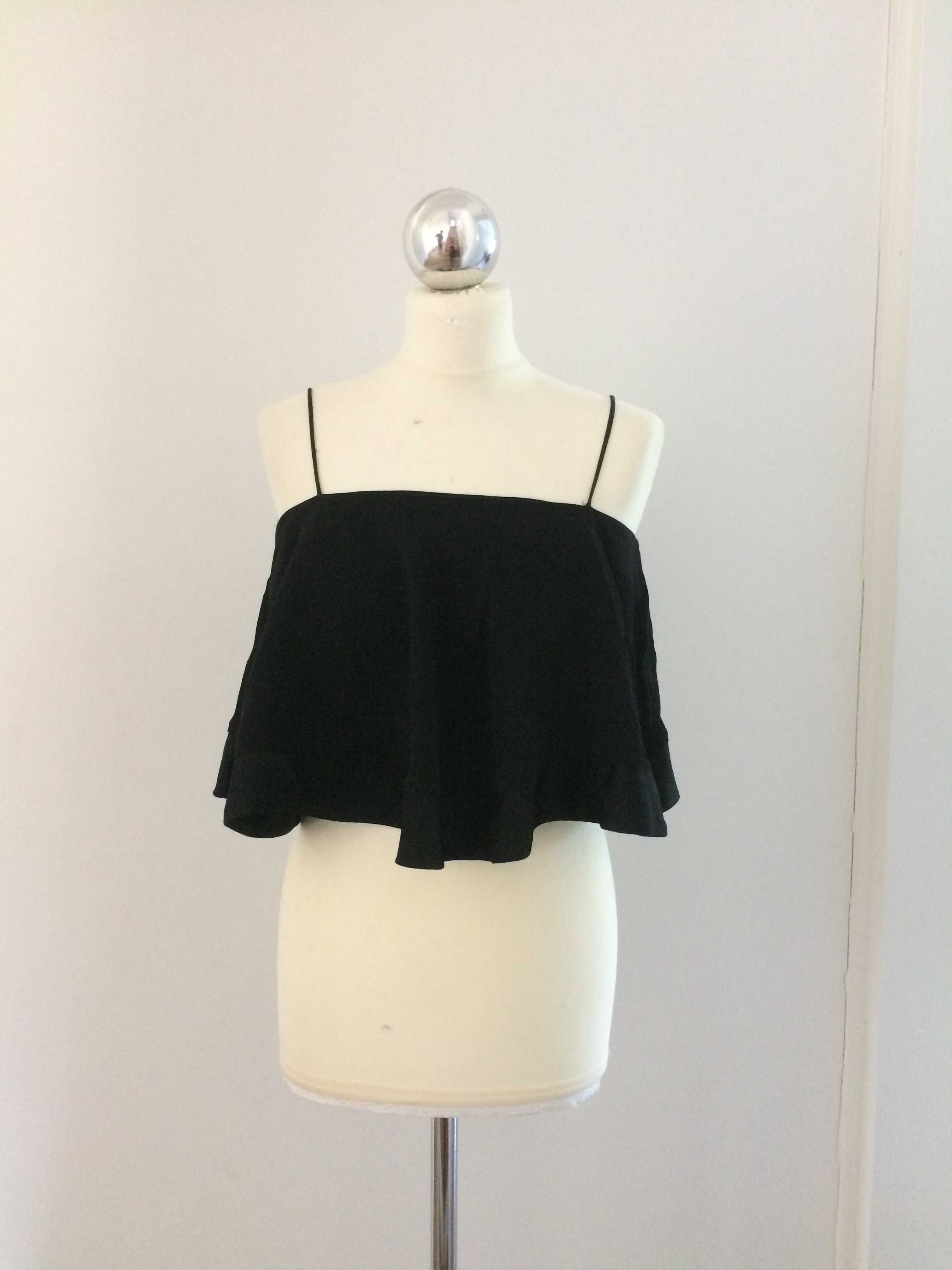 Czarna bluzka na ramiączkach  falbana H&M 36 S
