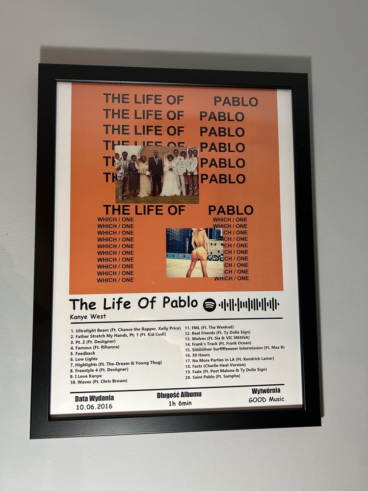Obraz album w ramce Kanye West The life of pablo