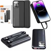 Szybki Powerbank 10000Mah 22,5W 3A Pd Z Wbudowanymi Kablami Z Ekranem