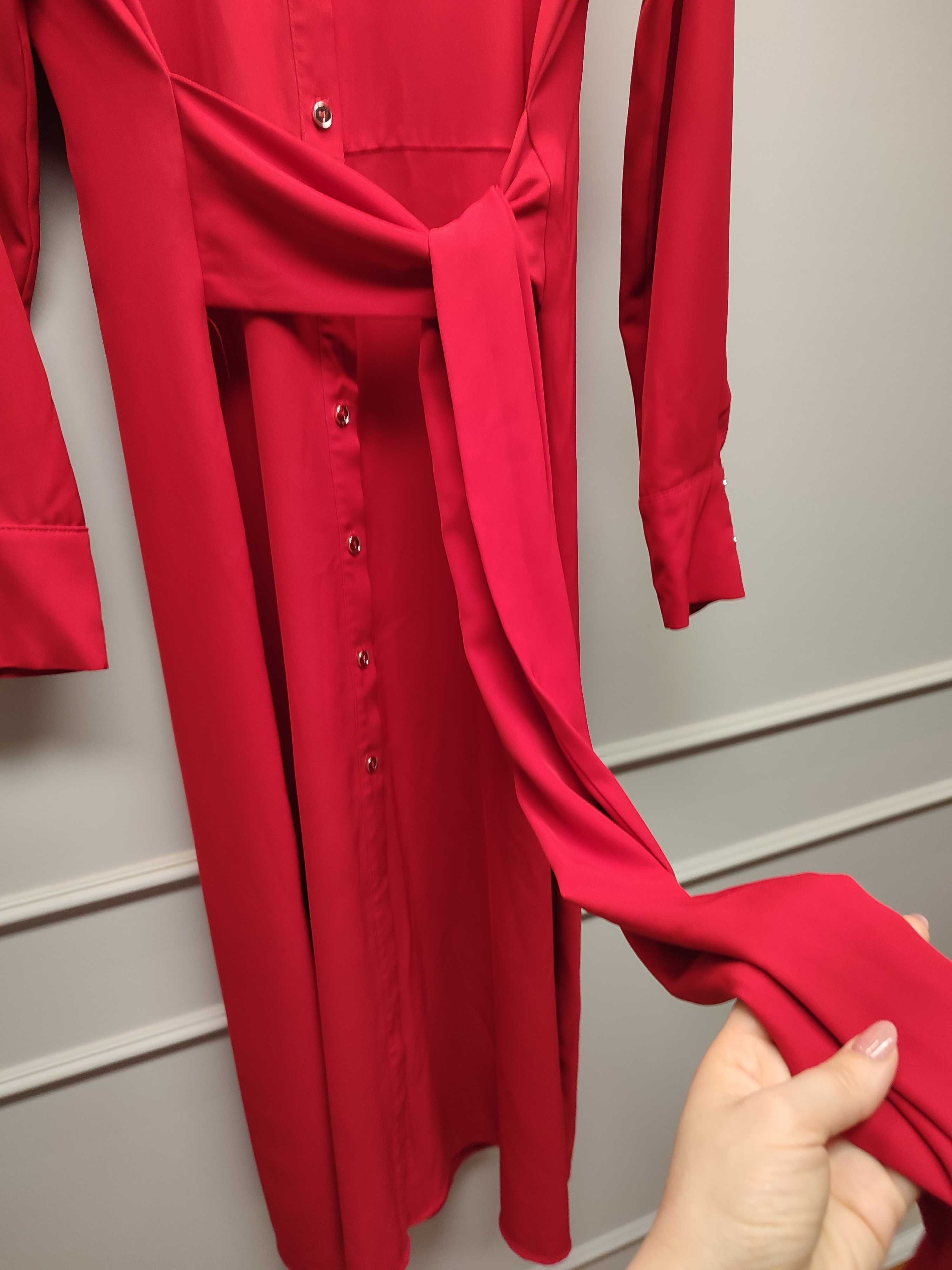 Sukienka czerwona lejąca chicaca maxi wiązanie xs idealna