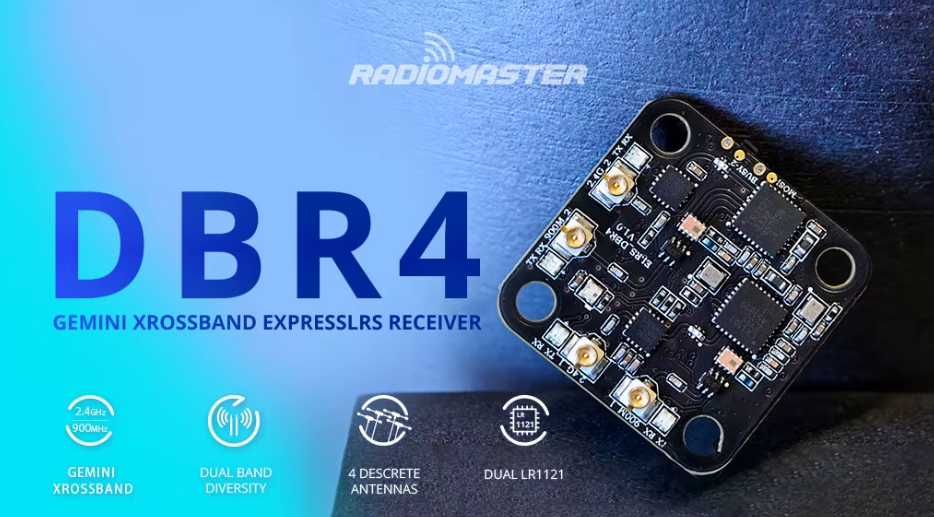 2.4GHz + 915Mhz Приймач RadioMaster DBR4 Dual Band ELRS