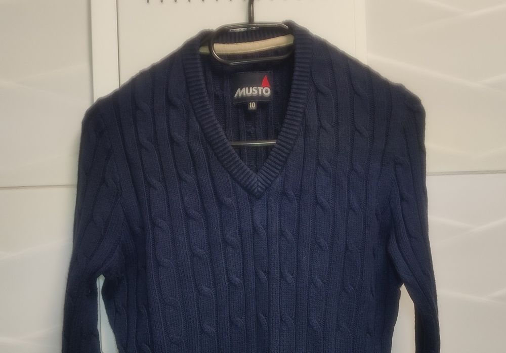 Sweter Musto r. 10 / M warkocz granatowy