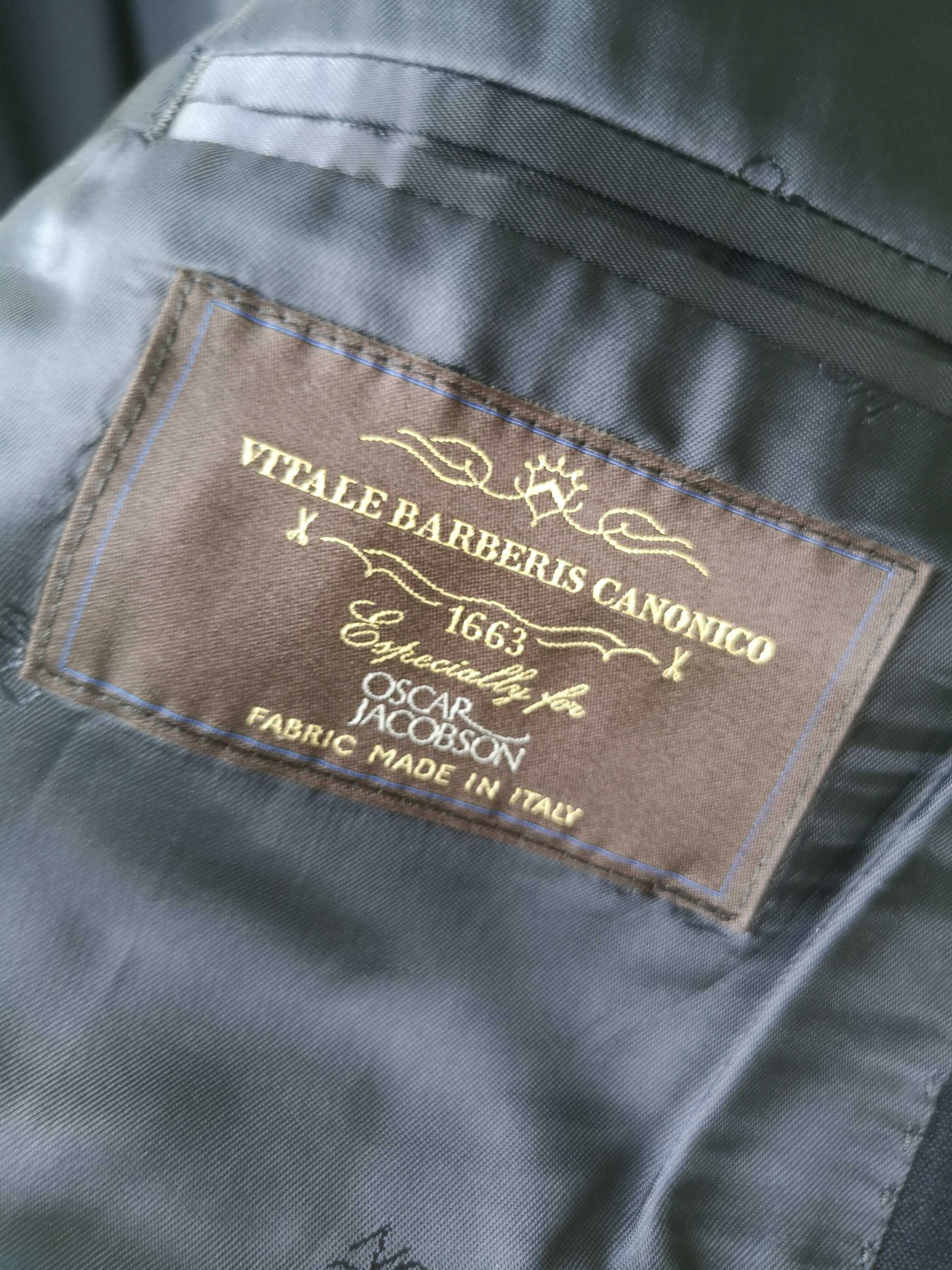 Garnitur Oscar Jacobson 100% wełna, made in italy, na szczupłą osobę