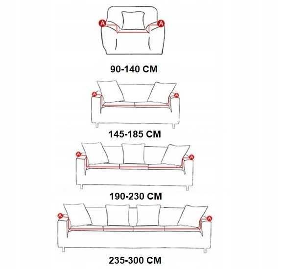 Pokrowiec na sofę welurowy elastyczny 90-140cm różne rozmiary i kolory
