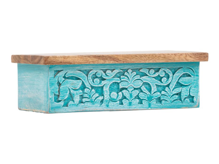 Półka turkusowa rzeźbiona drewno mango Santa Cruz 33cm
