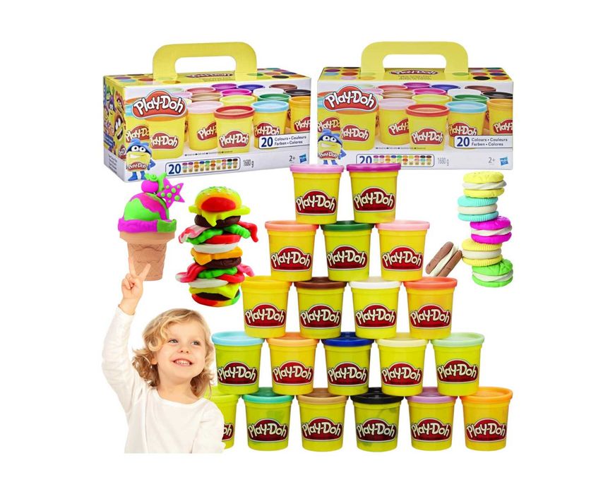 Ciastolina plastelina Play Doh kolorowa zestaw 20 tub bezpieczna