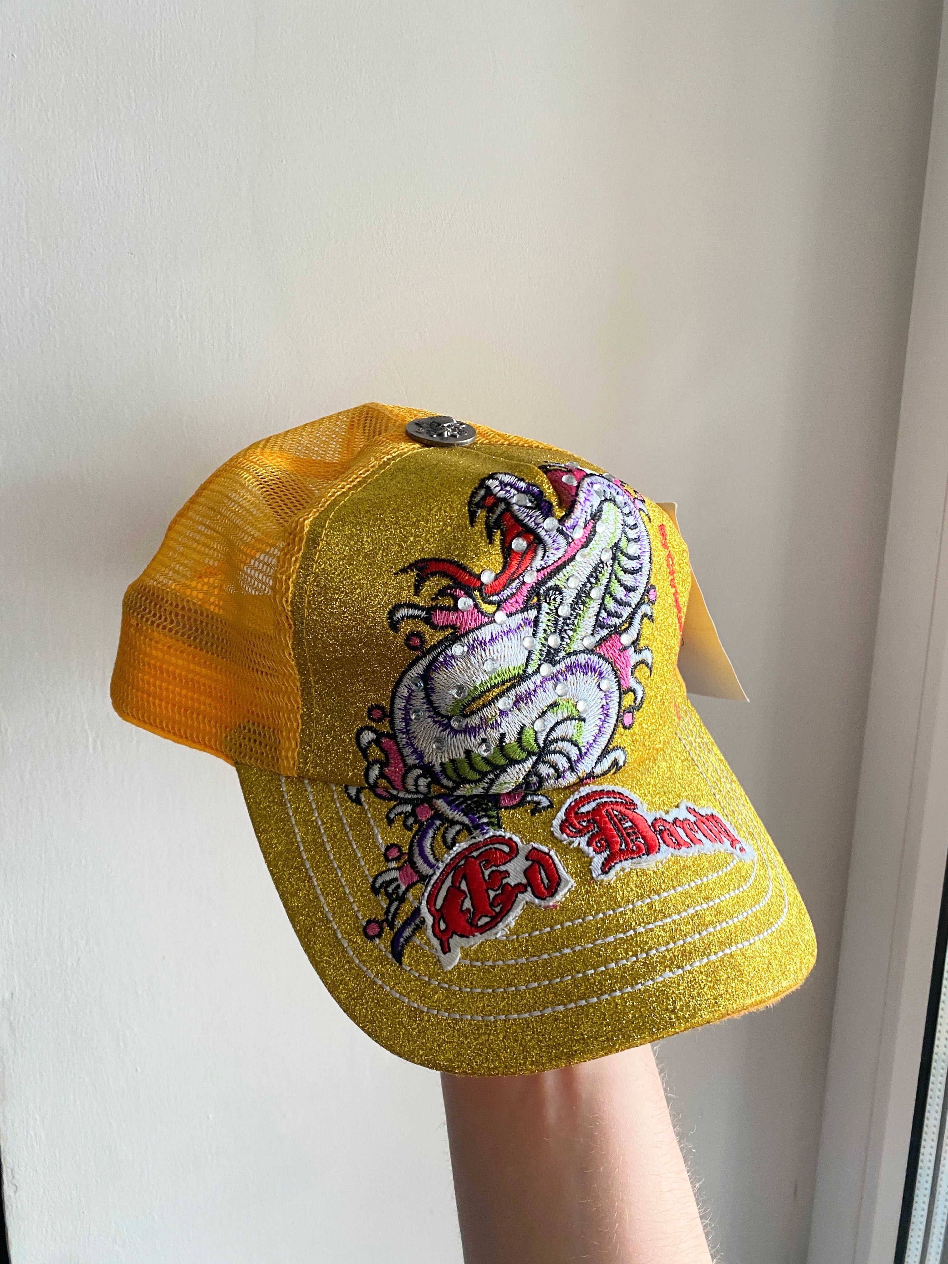 Кепка со стразами Ed Hardy Dragon (y2k)